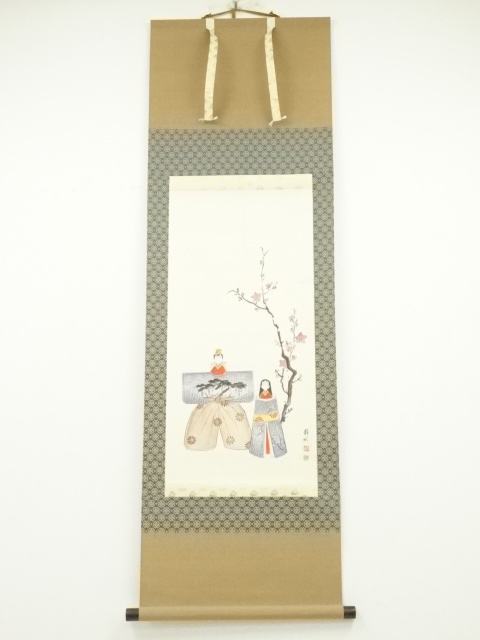 JAPANESE HANGING SCROLL / HAND PAINTED / HINA DOLLS 